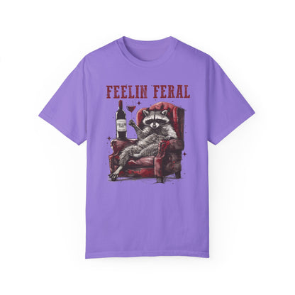 Feelin Feral Funny Raccoon Shirt - Comfort Colors Graphic Tee Violet