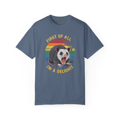 First Of All I'm A Delight Angry Opossum Lover Shirt Blue Jean