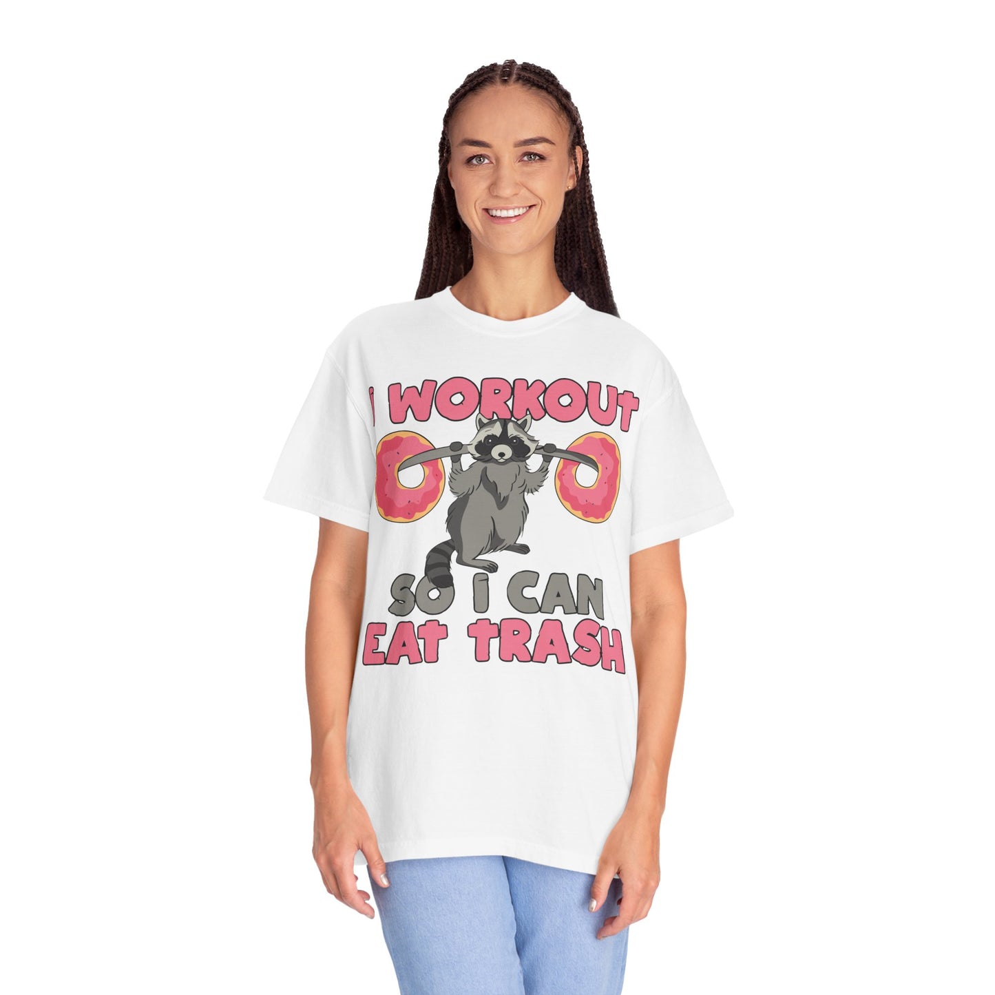 I Workout So I Can Eat Trash Funny Raccoons Vintage T-shirts