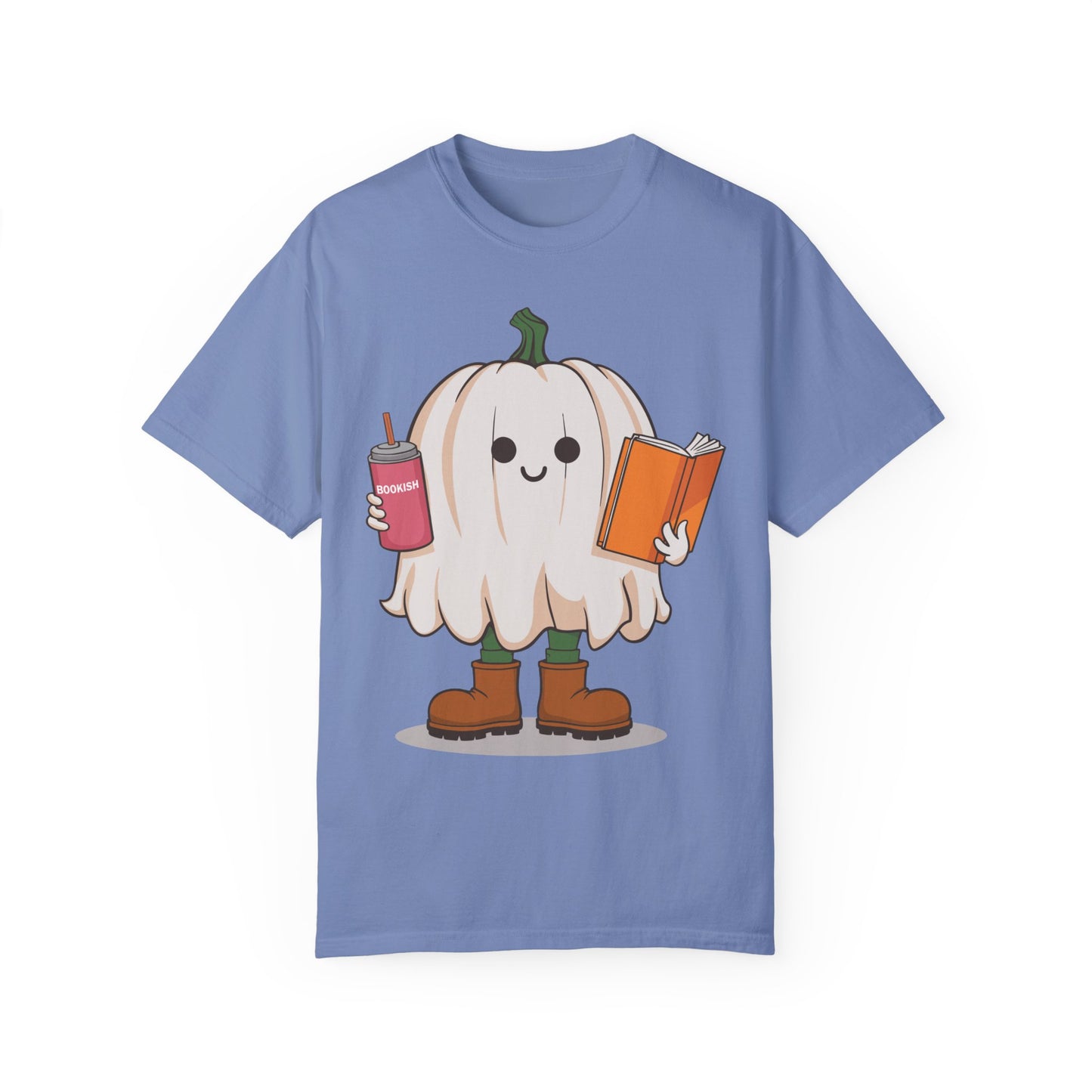 Ghost Reading Books Shirt - Bookish Halloween Shirt Washed Denim