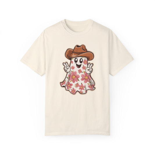 Floral Halloween Cowboy Ghost Howdy Western Shirt - Spooky Western Apparel Ivory