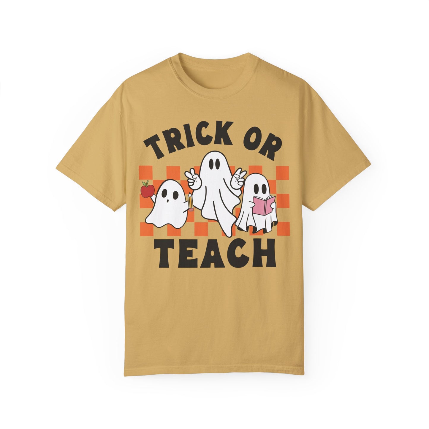 Comfort Colors Teacher Halloween Trick or Teach Shirt Mustard