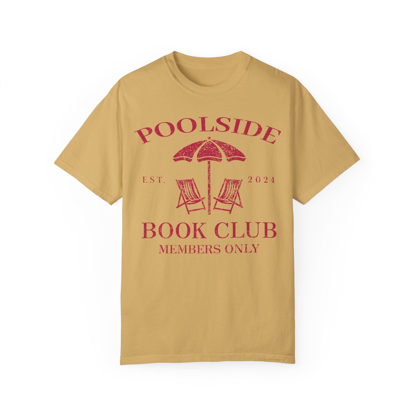 Poolside Book Club Est 2024 Member Only Tee - Bookish Summer Shirt Mustard