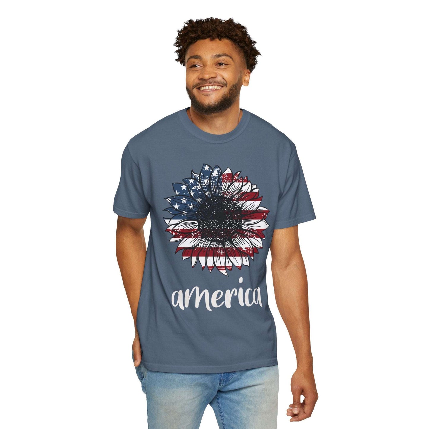 America Sunflower Shirt - USA Flag Flower T Shirt