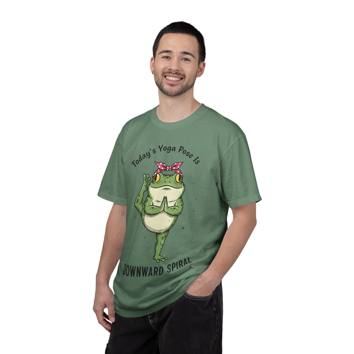 Today's Yoga Pose Is Downward Spiral Frog T-Shirt - Mental Health Humor - Unisex Comfort Colors T-shirt