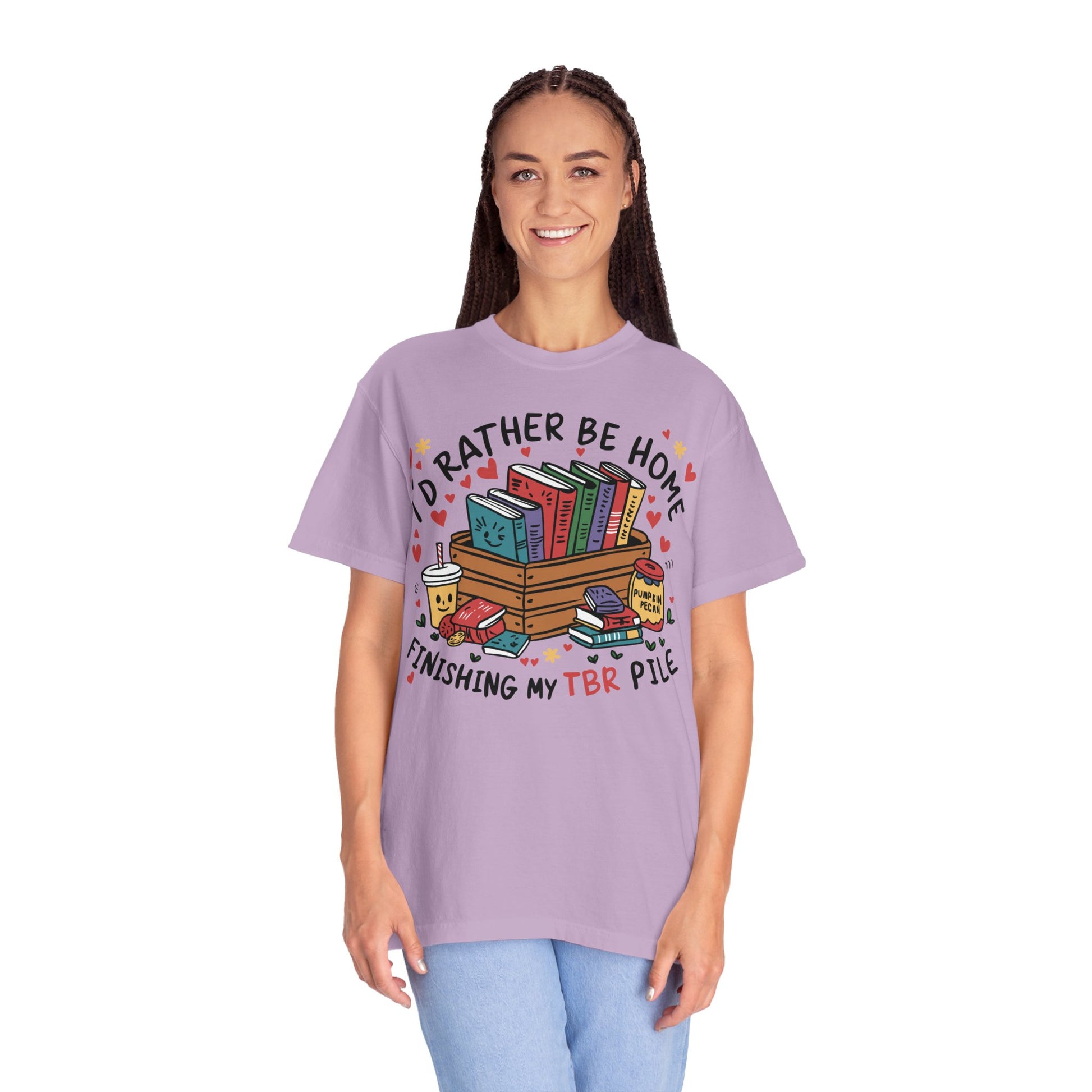 Id Rather Be Home Finishing My TBR T- Shirt | Book Lover Graphic Tee