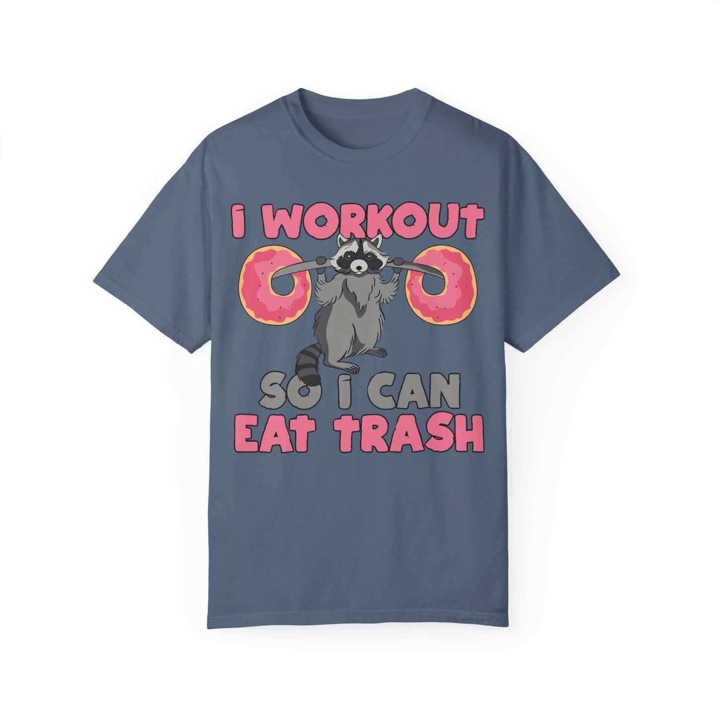 I Workout So I Can Eat Trash Funny Raccoons Vintage T-shirts Blue Jean