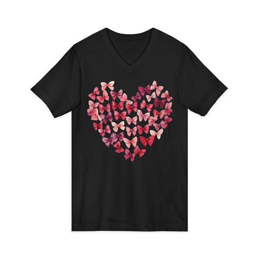 Retro Coquette Valentine Shirt - Funny Heart Bow Aesthetic Tee - Unisex V-Neck Tee