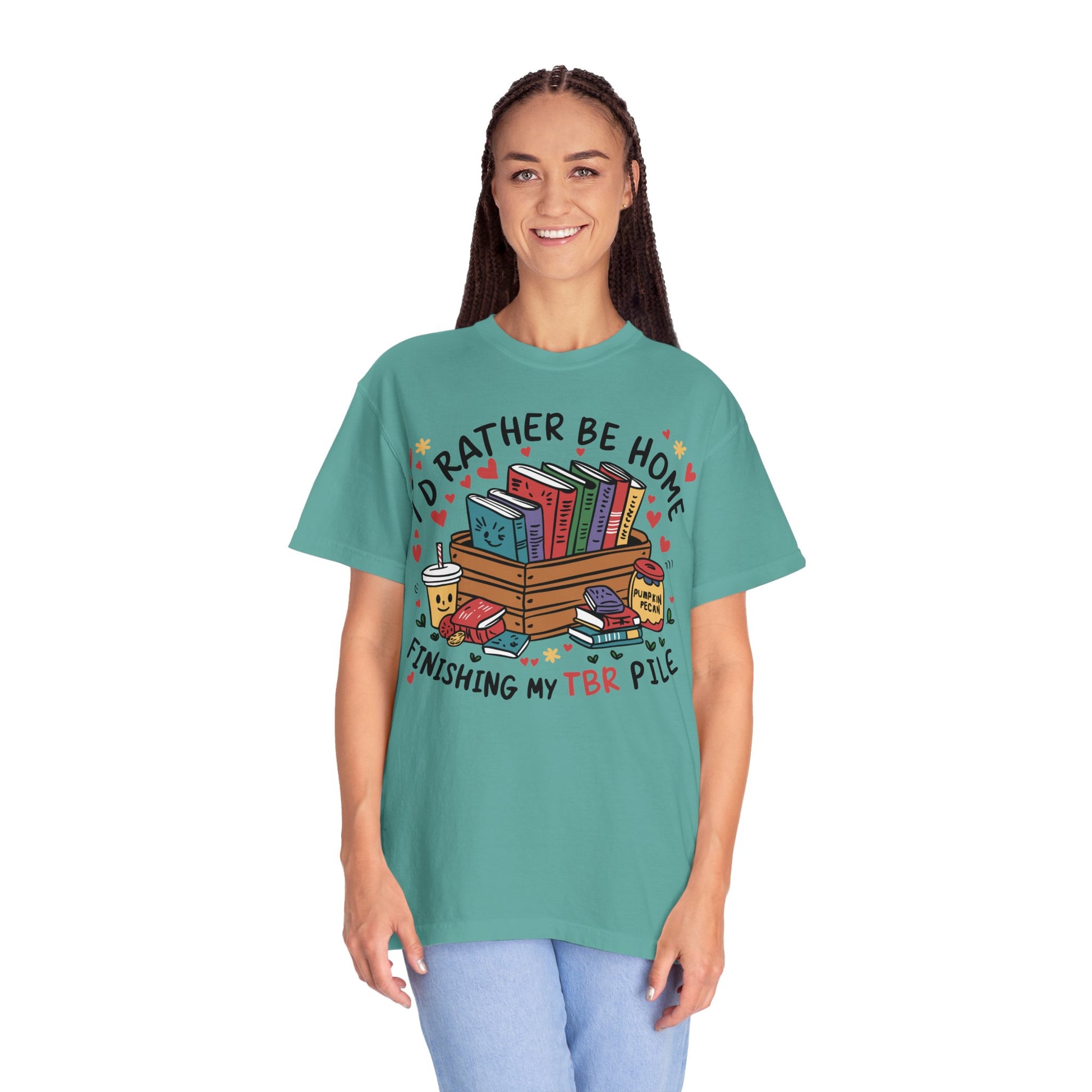 Id Rather Be Home Finishing My TBR T- Shirt | Book Lover Graphic Tee