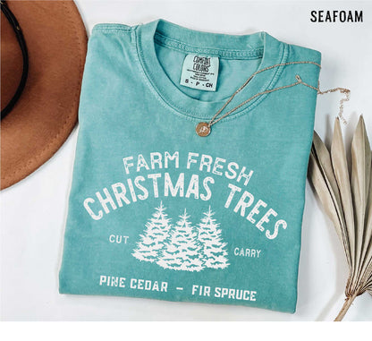 Christmas Trees T-shirt, Unisex Garment-Dyed Shirt