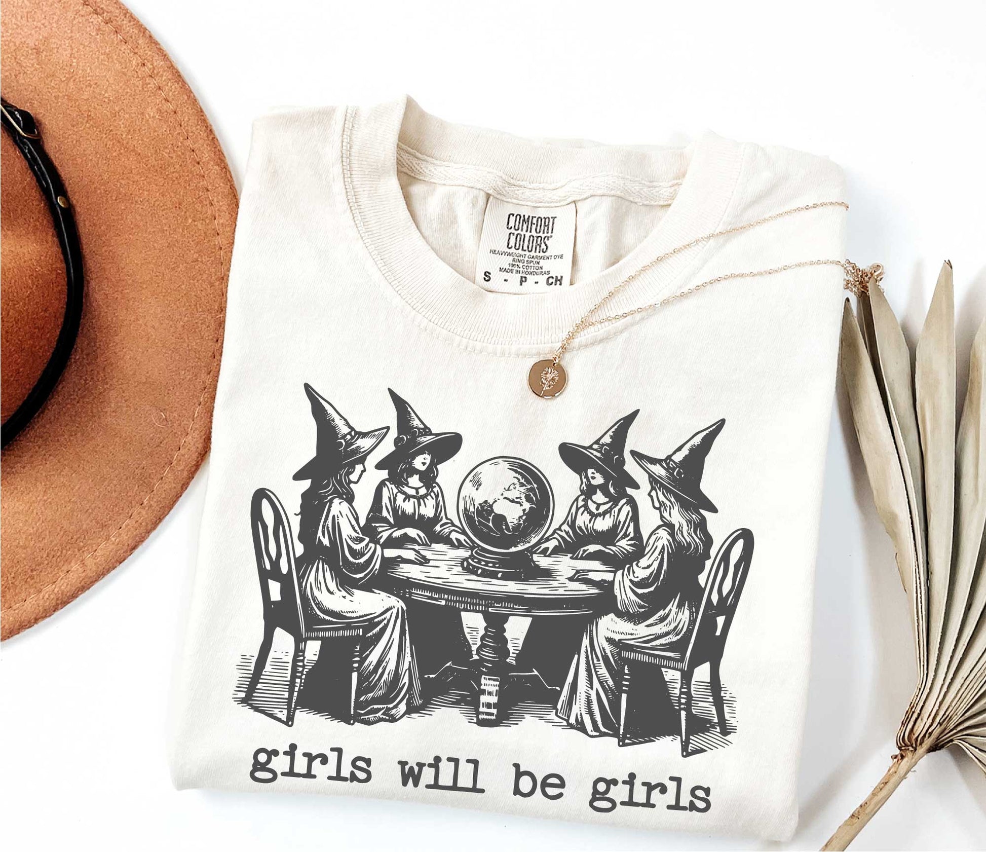 Comfort Colors Girls Will Be Girls Witch Shirt, Funny Halloween Shirt