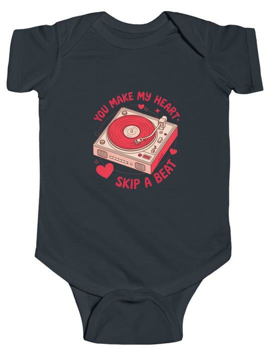 Retro Valentine You Make My Heart Skip a Beat - Baby Bodysuit