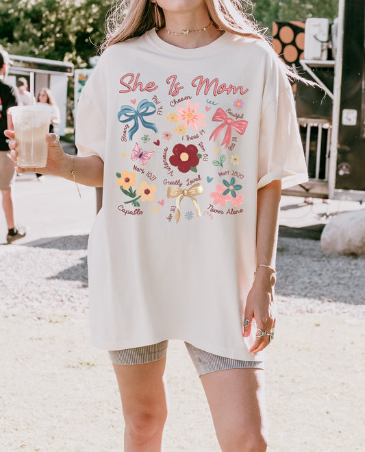 Floral Christian Mama She is Mom - Unisex Comfort Colors T-shirt