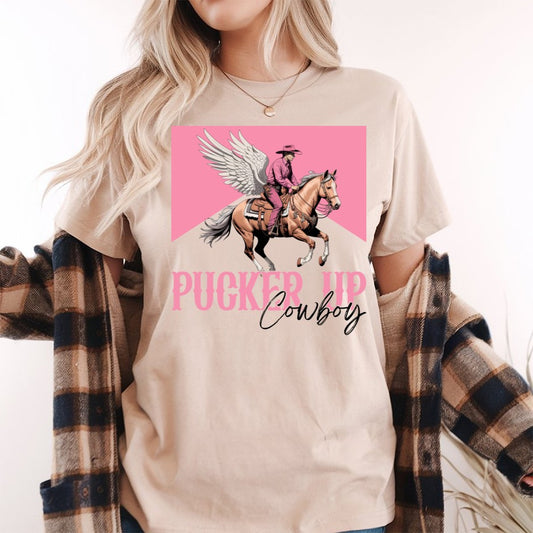 Pucker Up Cowboy Funny Western Valentine - Unisex Tee