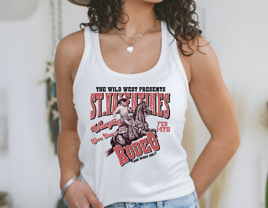 St Valentine's Wild West Rodeo Cowboy - Women's Racerback Tank