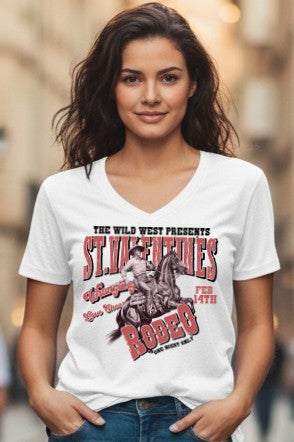 St Valentine's Wild West Rodeo Cowboy - Unisex V-Neck Tee