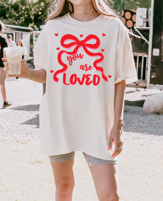 You Are Loved Christian Valentine Bow - Unisex Comfort Colors T-shirt