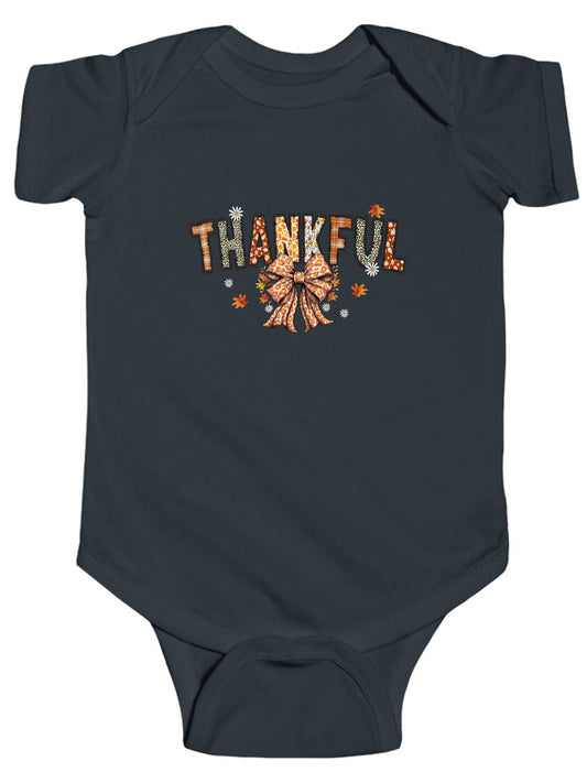 Thankful Thanksgiving Coquette Bow Daisy - Baby Bodysuit