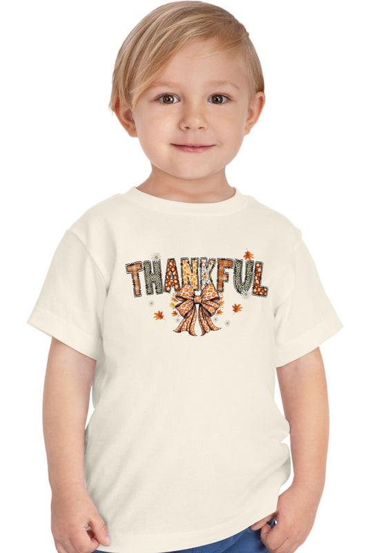Thankful Thanksgiving Coquette Bow Daisy - Toddler Tee