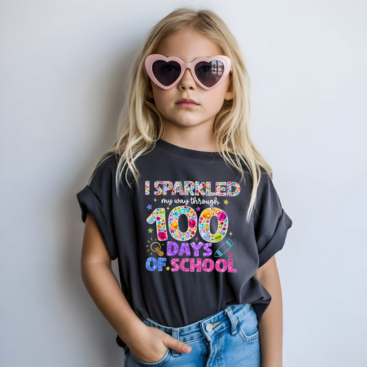 Glitter Design 100 Days of School - Youth Tee