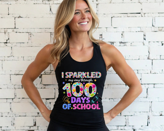Glitter Design 100 Days of School - Women's Racerback Tank
