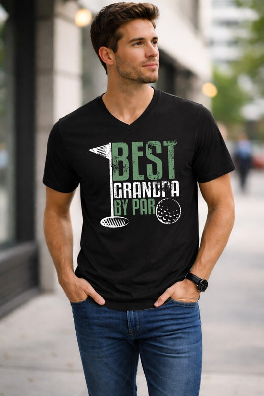 Best Grandpa by Par Golfing Father's Day - Unisex V-Neck Tee