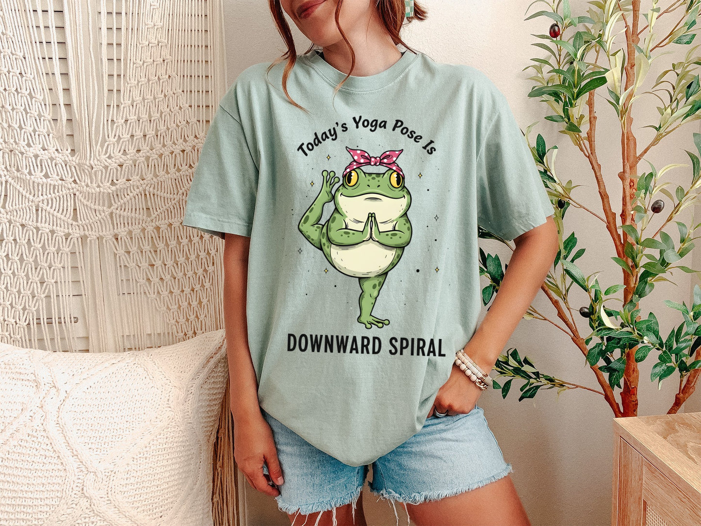 Today's Yoga Pose Is Downward Spiral Frog T-Shirt - Mental Health Humor - Unisex Comfort Colors T-shirt