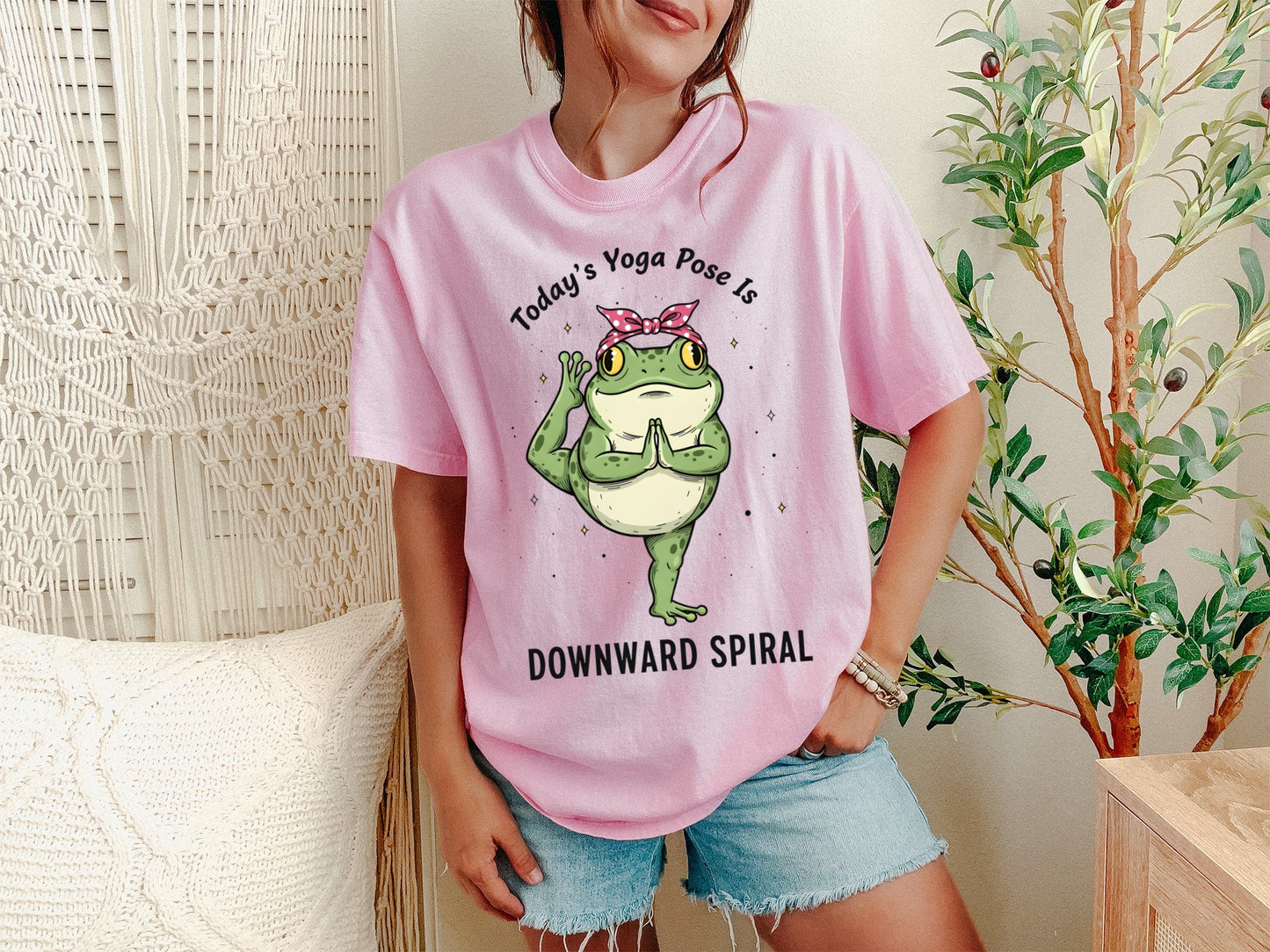 Today's Yoga Pose Is Downward Spiral Frog T-Shirt - Mental Health Humor - Unisex Comfort Colors T-shirt