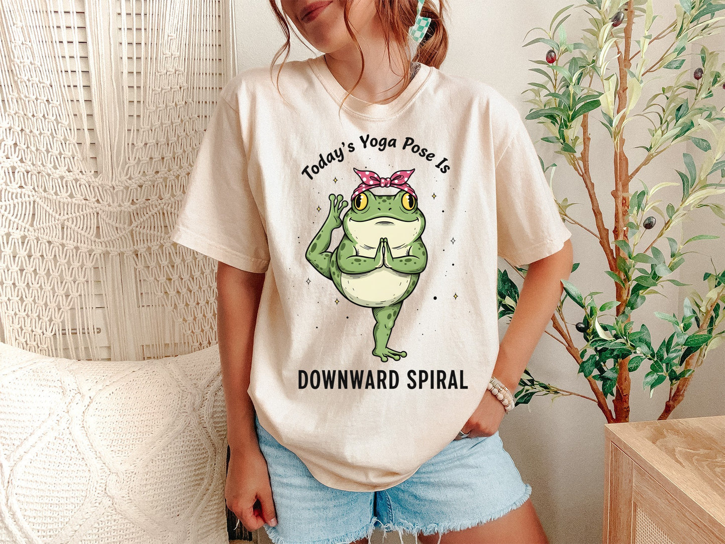 Today's Yoga Pose Is Downward Spiral Frog T-Shirt - Mental Health Humor - Unisex Comfort Colors T-shirt