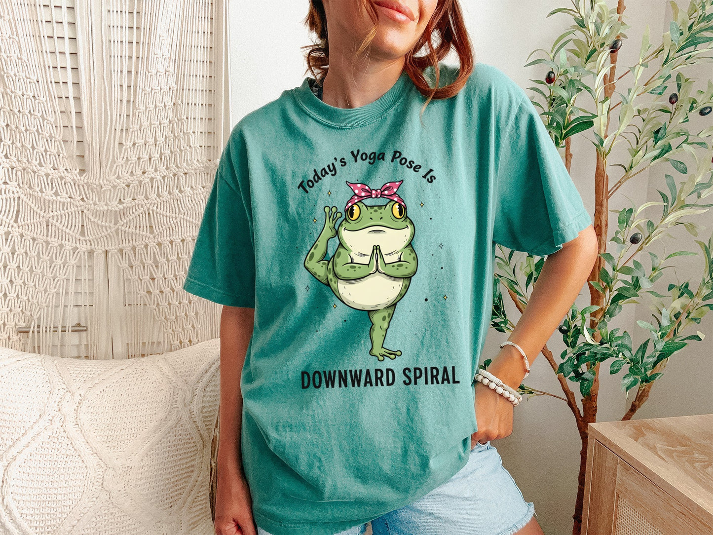 Today's Yoga Pose Is Downward Spiral Frog T-Shirt - Mental Health Humor - Unisex Comfort Colors T-shirt