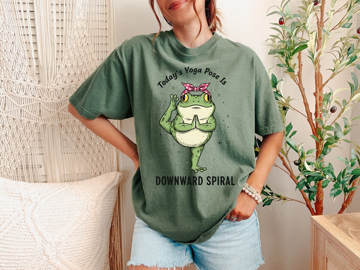 Today's Yoga Pose Is Downward Spiral Frog T-Shirt - Mental Health Humor - Unisex Comfort Colors T-shirt
