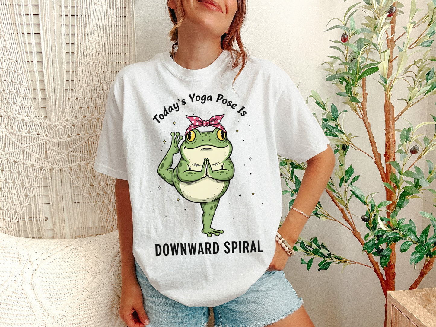 Today's Yoga Pose Is Downward Spiral Frog T-Shirt - Mental Health Humor - Unisex Comfort Colors T-shirt