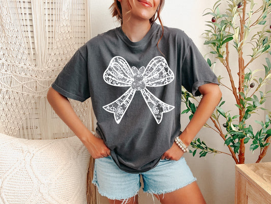Comfort Colors Christian Coquette Easter Tee - Pink Bow Faith Shirt - Unisex Comfort Colors T-shirt