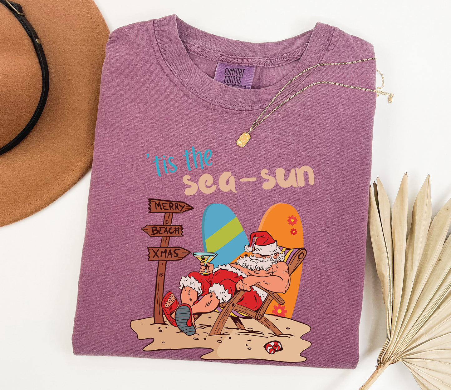 Tis The Sea Sun Merry Beach Xmas Shirt Berry