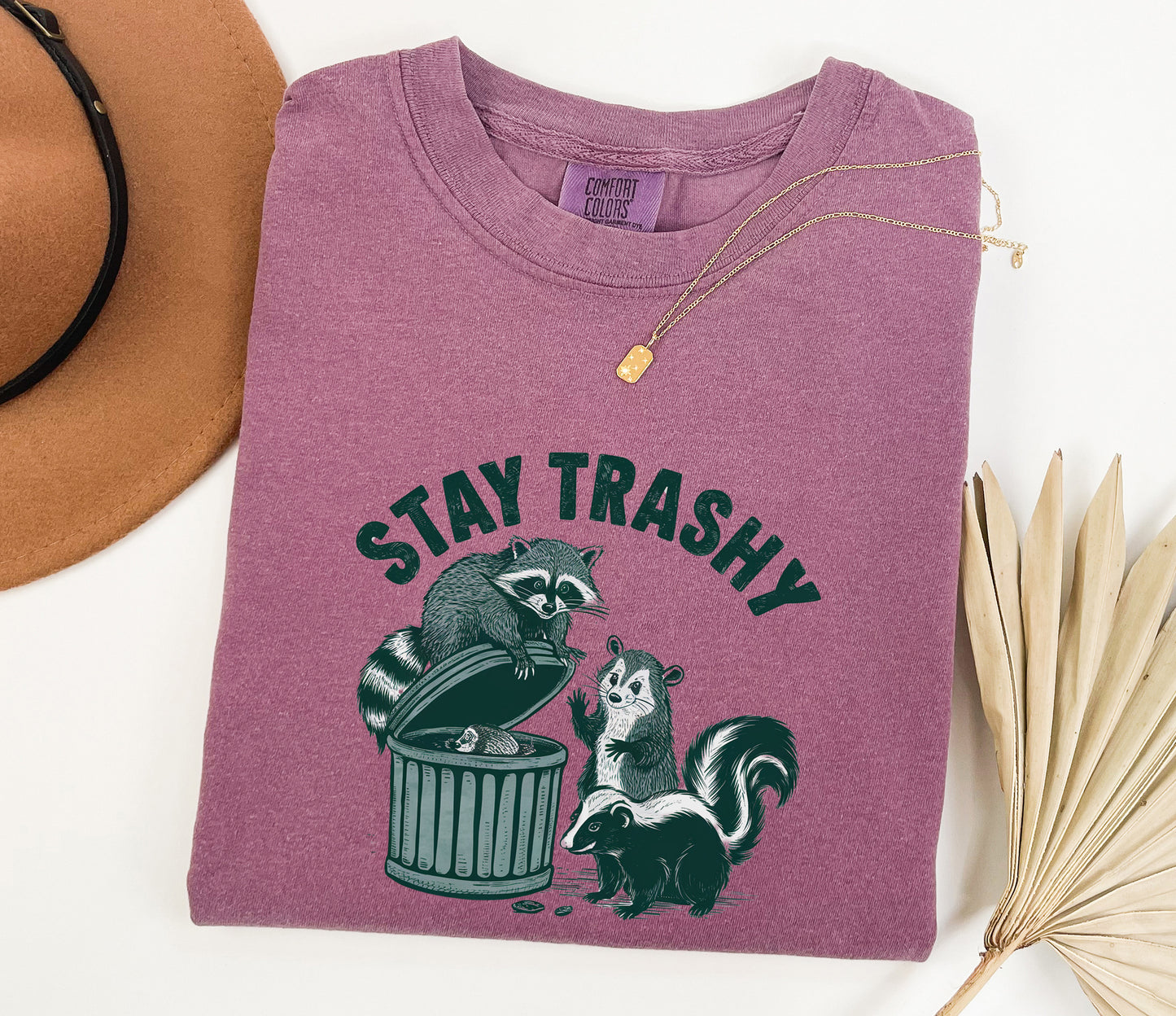 Stay Trashy Comfort Colors Funny Animal Graphic T-Shirt - Raccoon Humor Tee