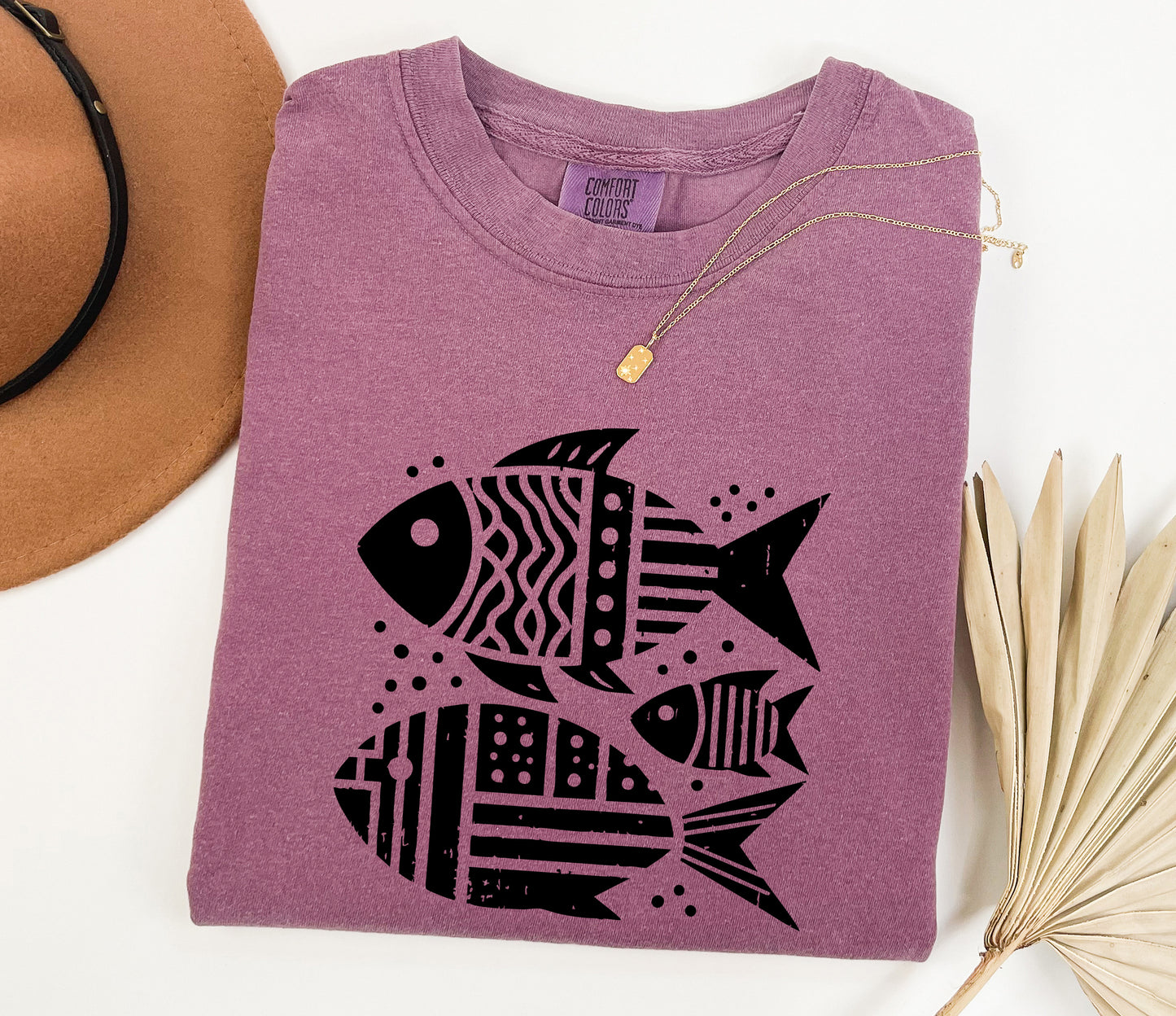 Boho Fish Graphic Tee, Ocean Lover Shirt, Retro Beach T-Shirt, Summer Vacation Tee, Coastal Comfort Colors Shirt