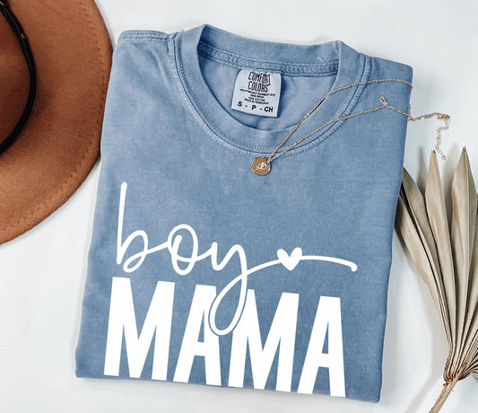 Boy Mama Comfort Colors Graphic T-Shirt - Casual Family Statement Tee