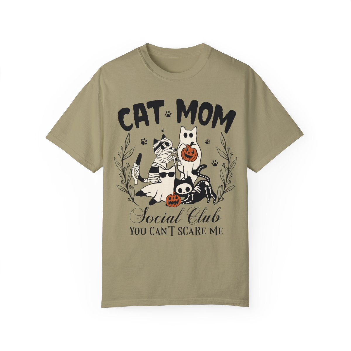 Cat Mom Social Club Halloween Shirt Khaki