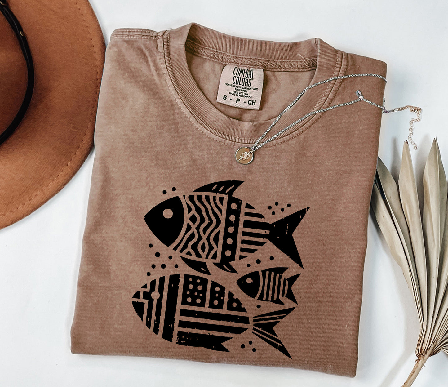 Boho Fish Graphic Tee, Ocean Lover Shirt, Retro Beach T-Shirt, Summer Vacation Tee, Coastal Comfort Colors Shirt