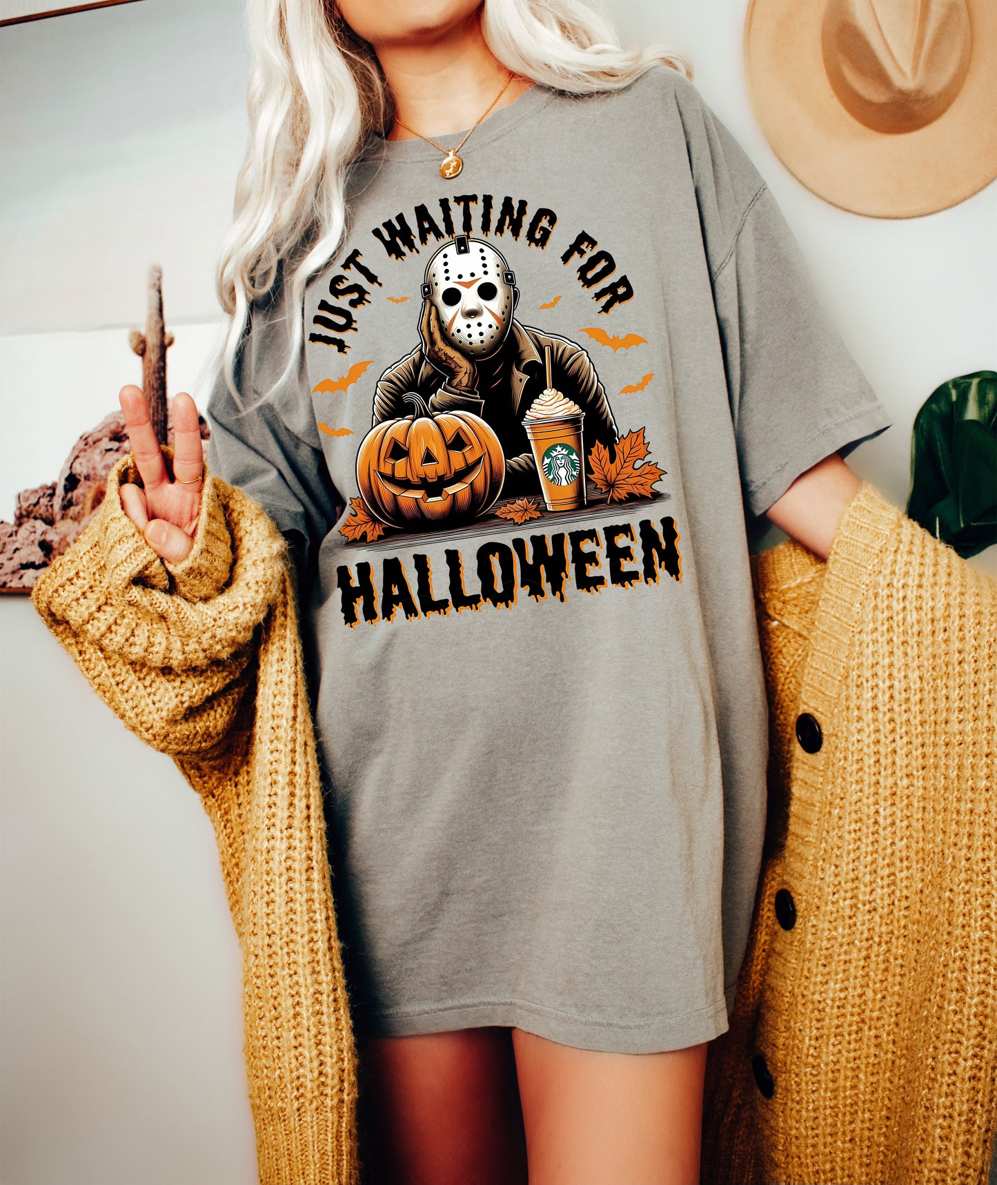 Just Waiting For Halloween Shirt Grey