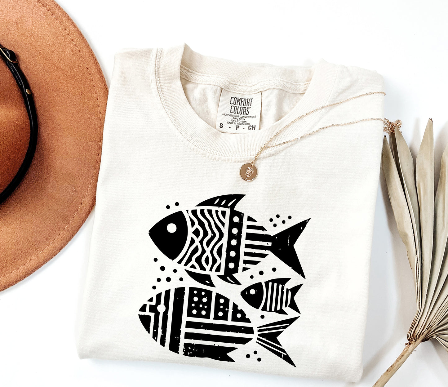 Boho Fish Graphic Tee, Ocean Lover Shirt, Retro Beach T-Shirt, Summer Vacation Tee, Coastal Comfort Colors Shirt