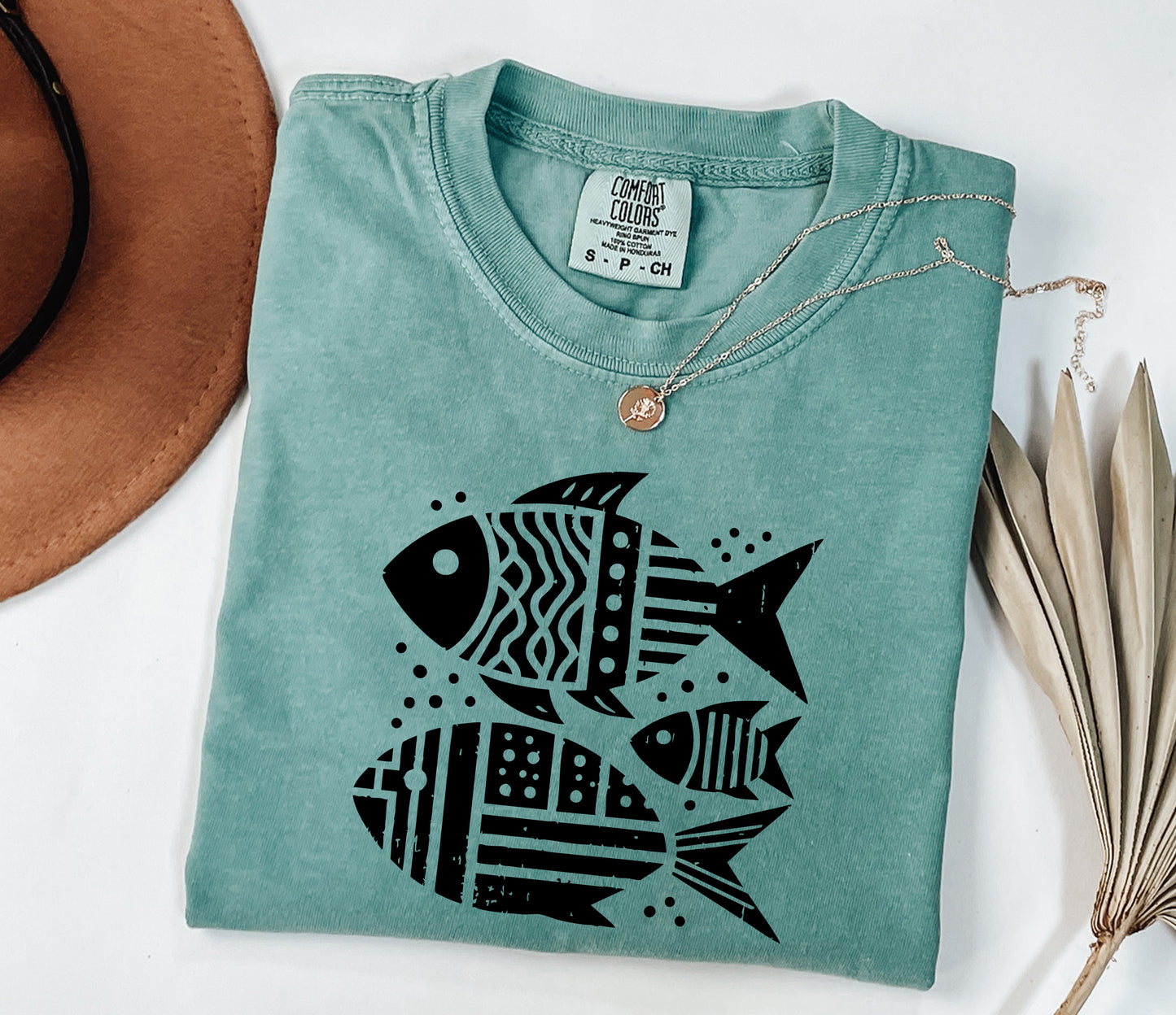 Boho Fish Graphic Tee, Ocean Lover Shirt, Retro Beach T-Shirt, Summer Vacation Tee, Coastal Comfort Colors Shirt