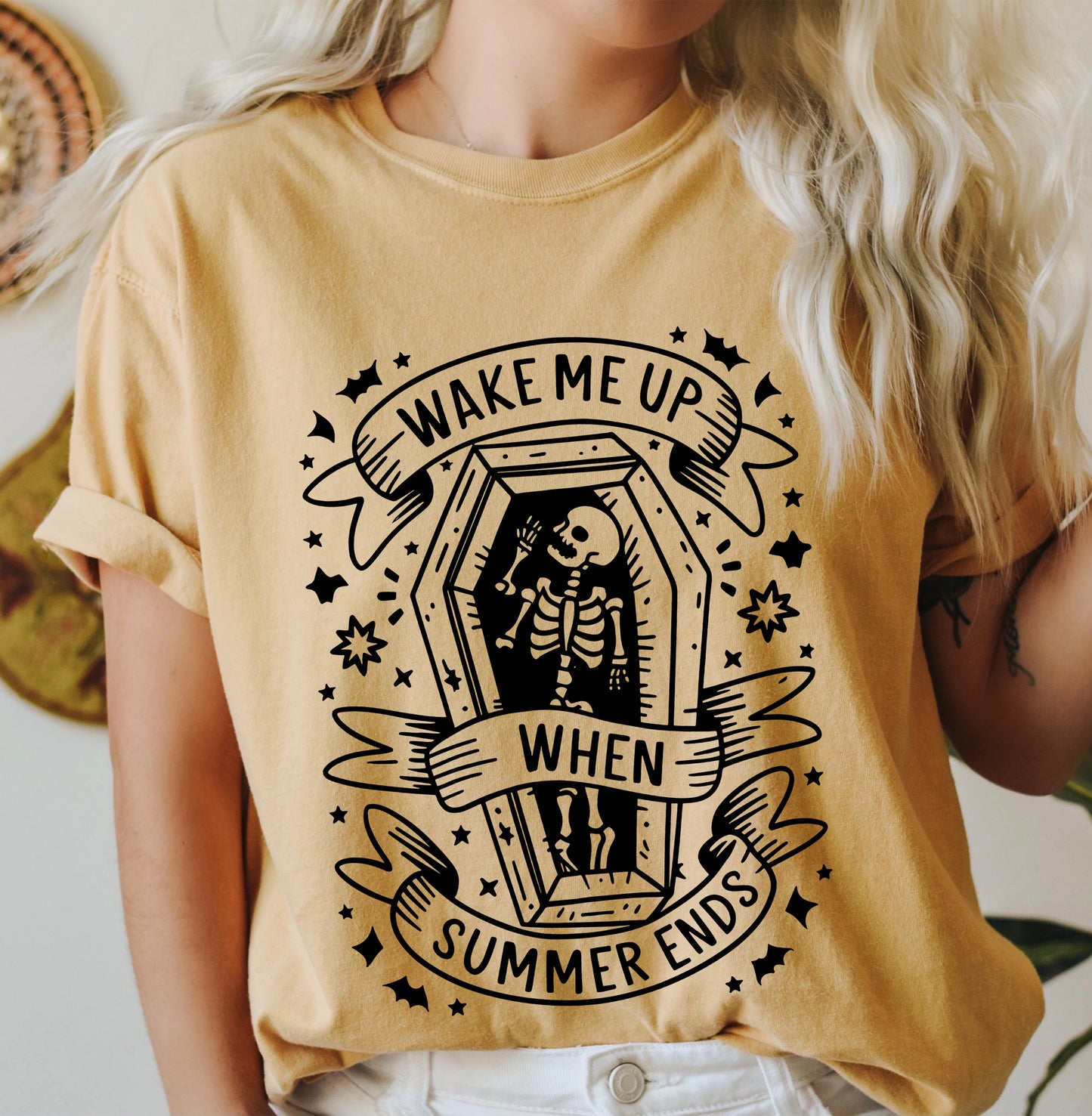 Halloween Shirt - Wake Me Up When Summer Ends Shirt Mustard