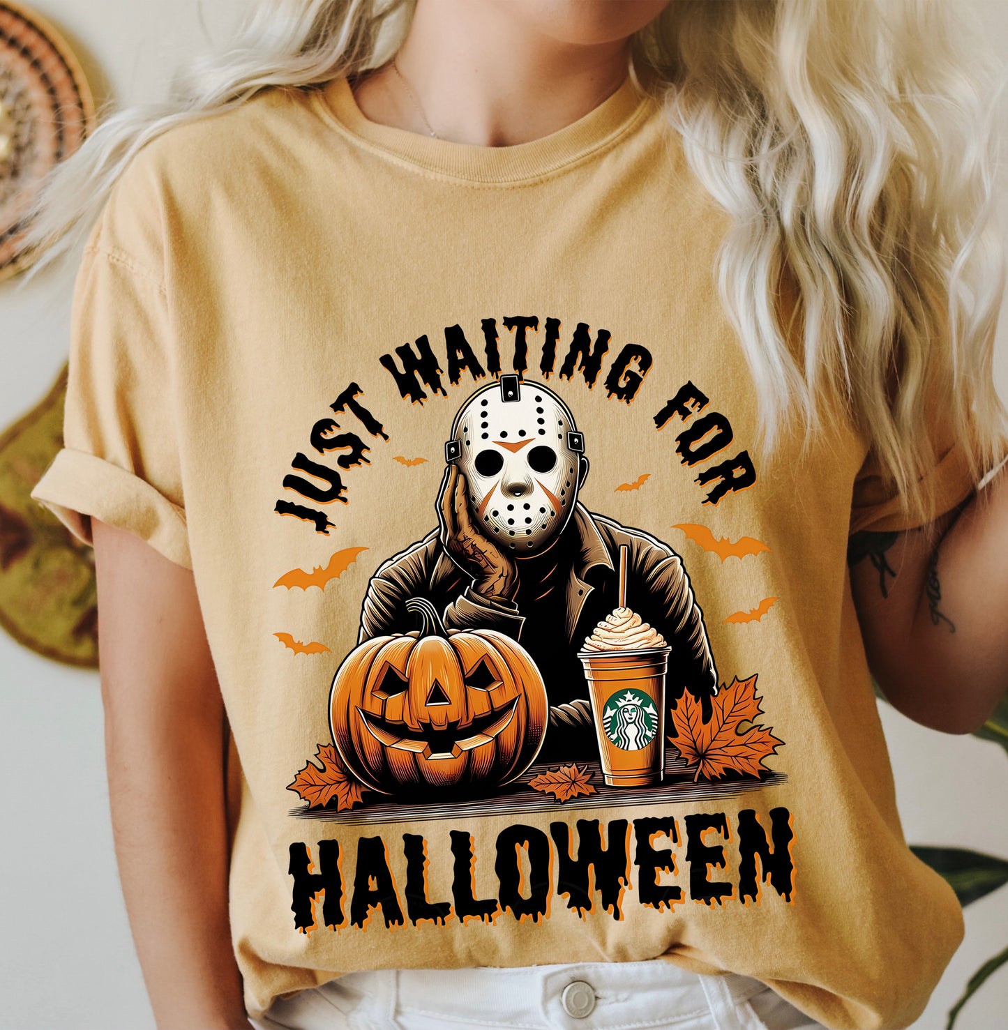 Just Waiting For Halloween Shirt Mustard