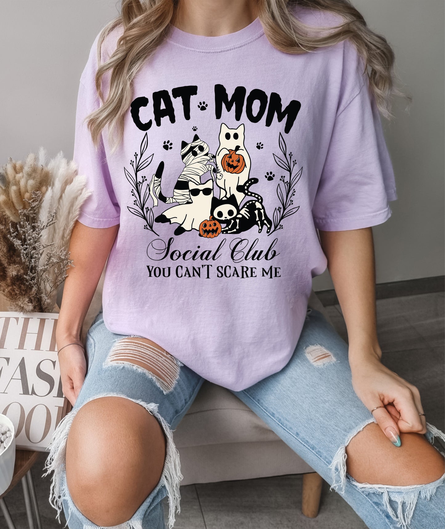 Cat Mom Social Club Halloween Shirt Orchid