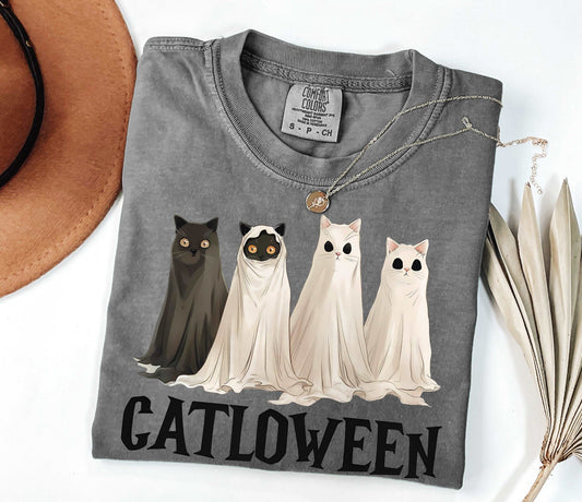 Catloween Funny Halloween Ghost Black Cat Shirt