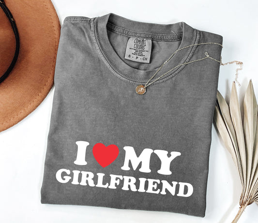 I Love My Girlfriend Shirt, Valentine Day Shirt, I Heart My Girlfriend Shirt, Valentine Shirt for Him, Valentine Boyfriend Shirt