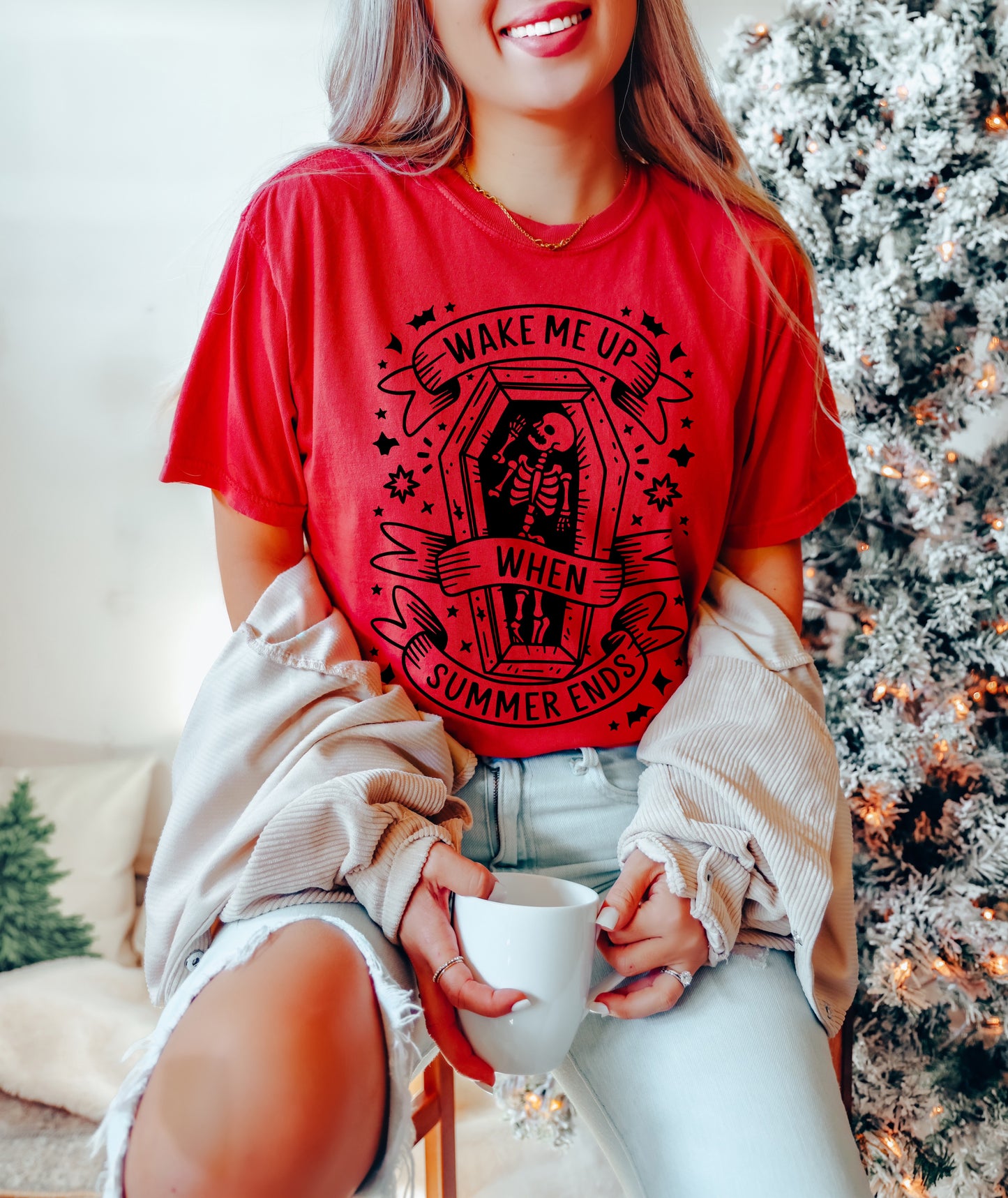 Halloween Shirt - Wake Me Up When Summer Ends Shirt Red