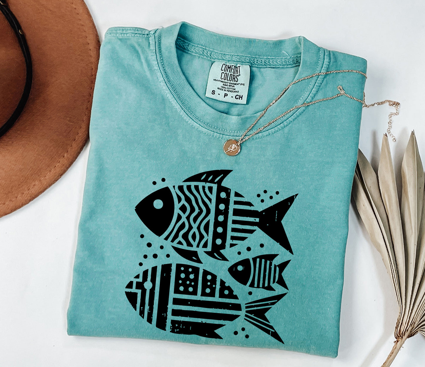 Boho Fish Graphic Tee, Ocean Lover Shirt, Retro Beach T-Shirt, Summer Vacation Tee, Coastal Comfort Colors Shirt