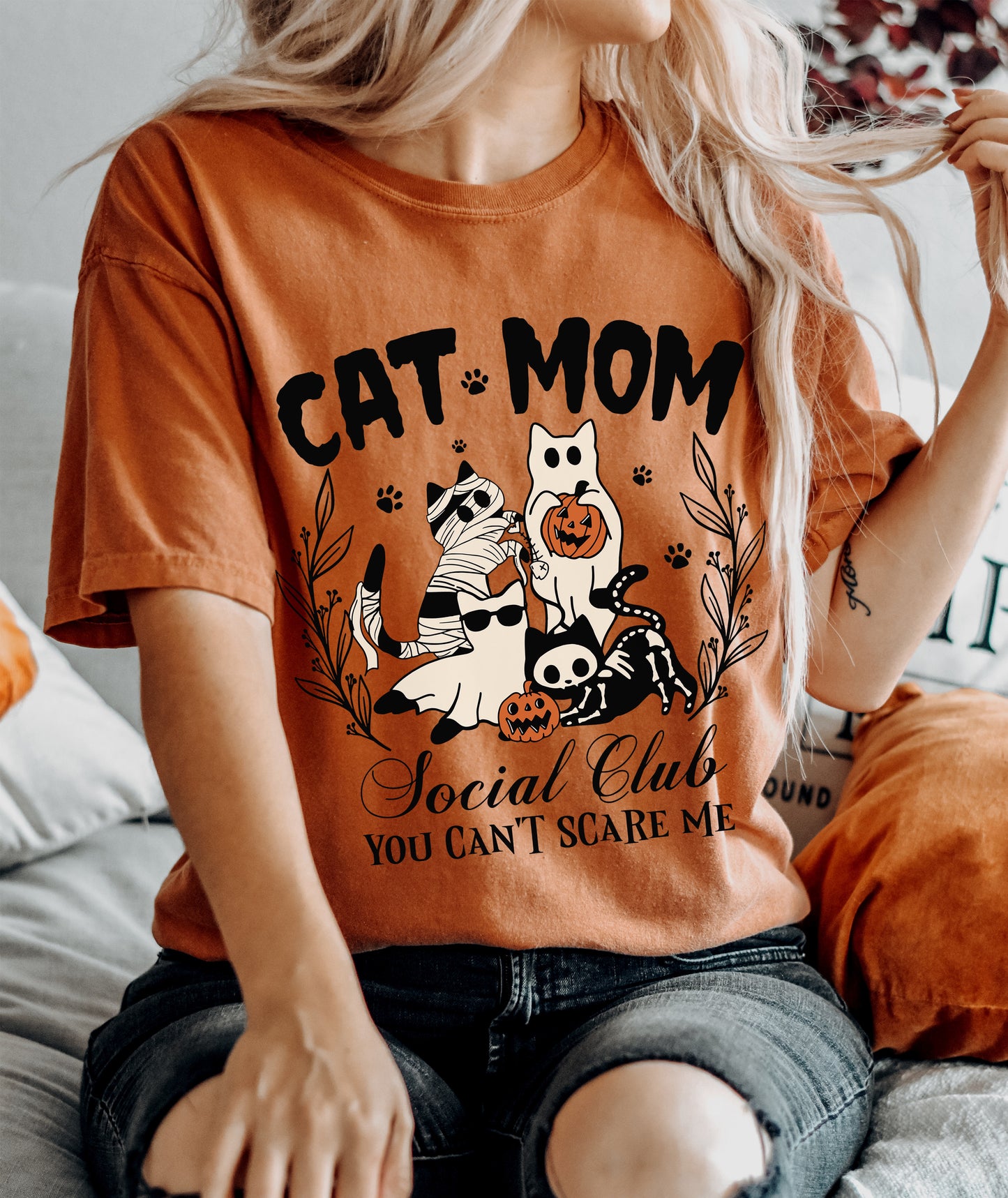 Cat Mom Social Club Halloween Shirt Yam